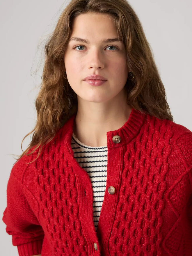 levi's® women's charlotte crewneck cardigan 007VG0010XS- Red  – Levi's Hong Kong