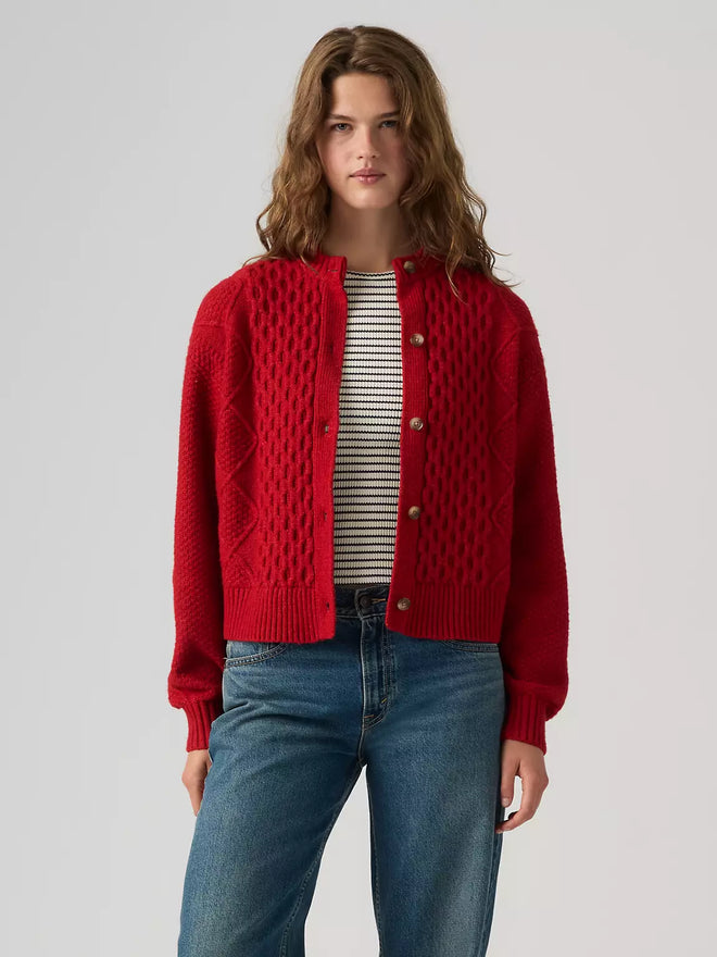levi's® women's charlotte crewneck cardigan 007VG0010XS- Red  – Levi's Hong Kong