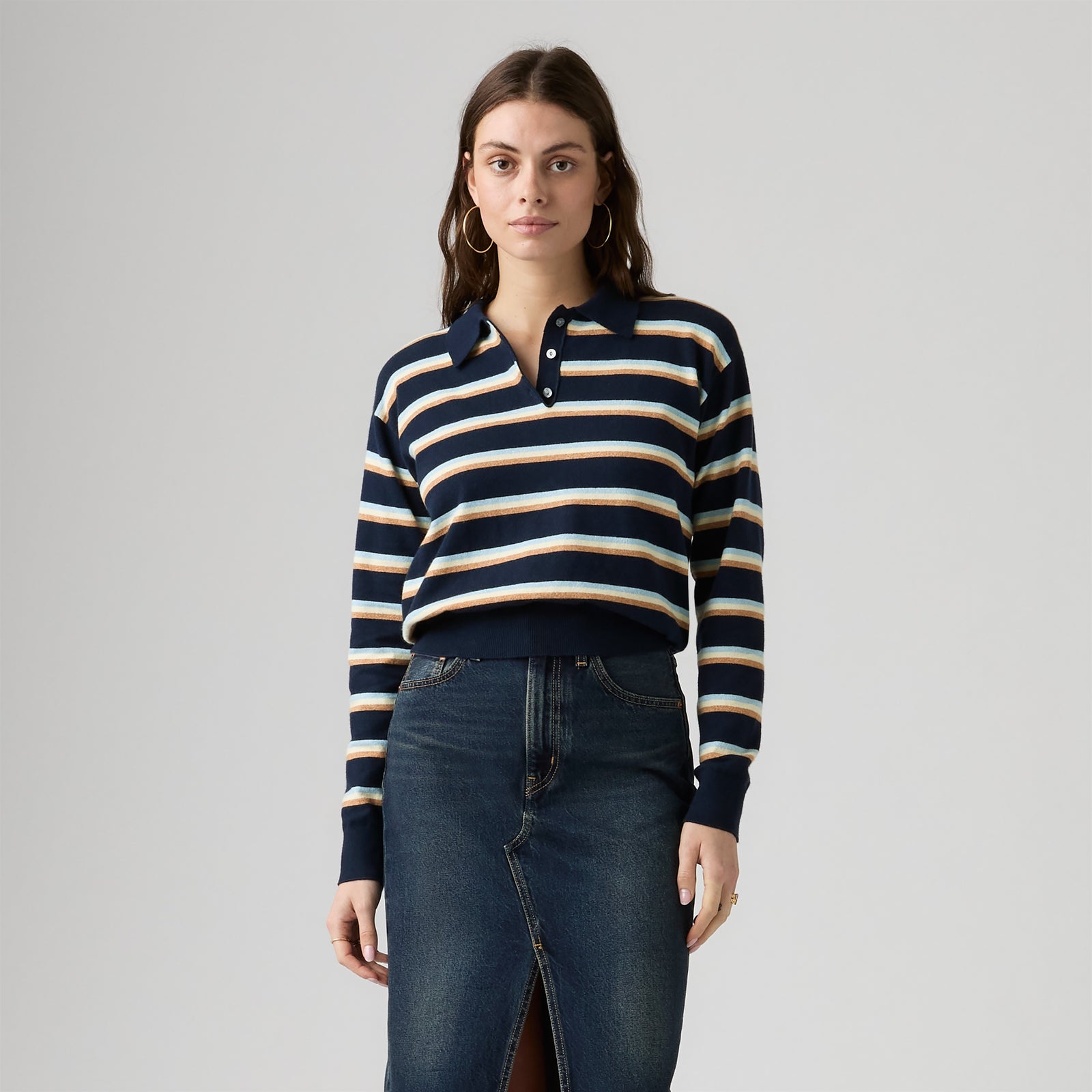 rosé朴彩英同款 levi's® supersoft 長袖 polo 衫 | 女裝 007VY0004XXS- Jade Stripe Navy Blazer - Multi-Color – Levi's 香港