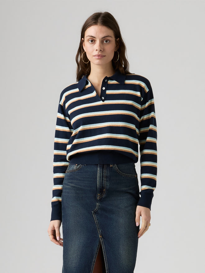 rosé朴彩英同款 levi's® supersoft 長袖 polo 衫 | 女裝 007VY0004XXS- Jade Stripe Navy Blazer - Multi-Color  – Levi's 香港