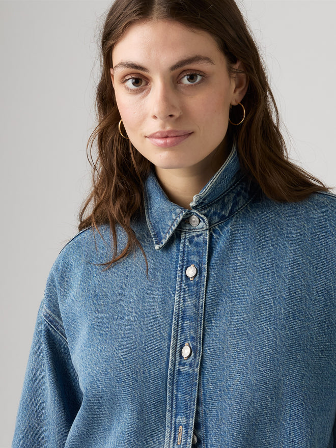 rosé朴彩英同款 levi's® jordan 牛仔襯衫 | 女裝 007WZ0011XS- Losing My Mind - Blue  – Levi's 香港