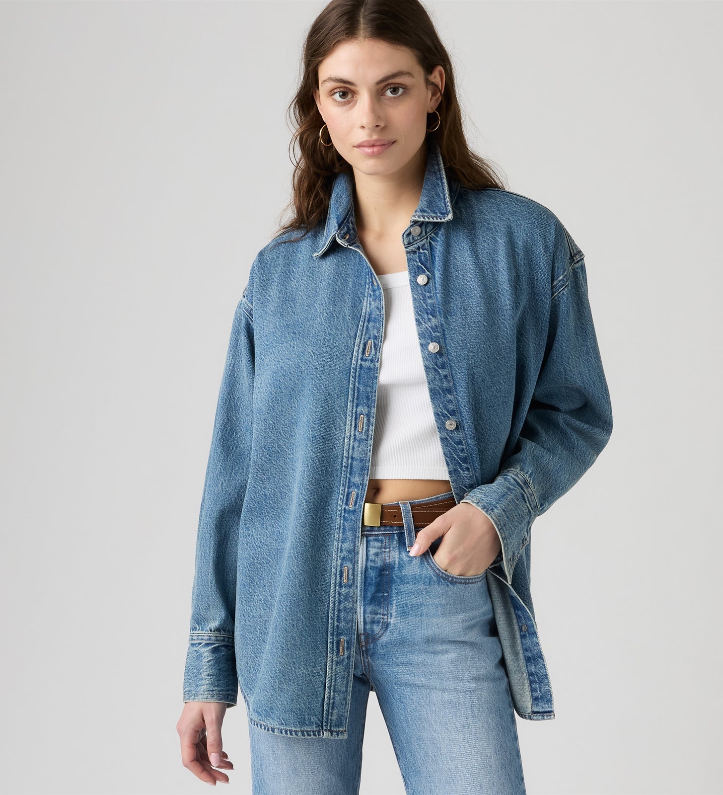levi's® jordan 牛仔襯衫 | 女裝 007WZ0011XS- Blue – Levi's 香港