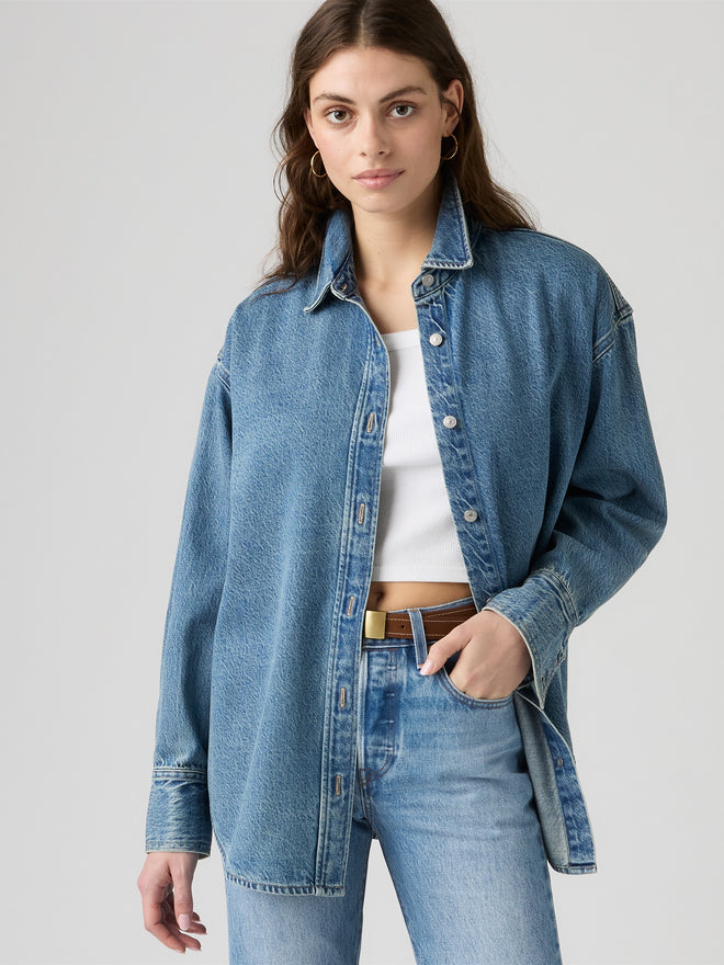 rosé朴彩英同款 levi's® jordan 牛仔襯衫 | 女裝 007WZ0011XS- Losing My Mind - Blue  – Levi's 香港