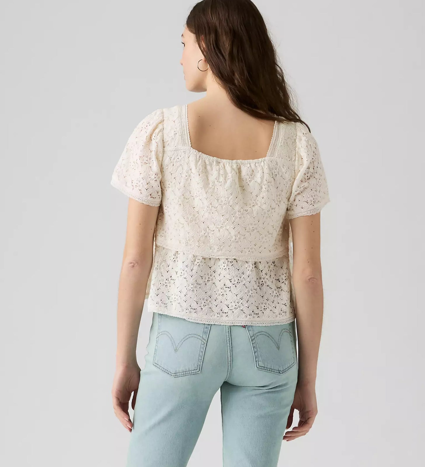 levi's® women's dom short-sleeve lace blouse 007XH0005XS- White – Levi's Hong Kong