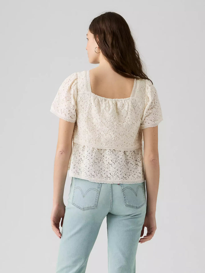 levi's® women's dom short-sleeve lace blouse 007XH0005XS- White  – Levi's Hong Kong