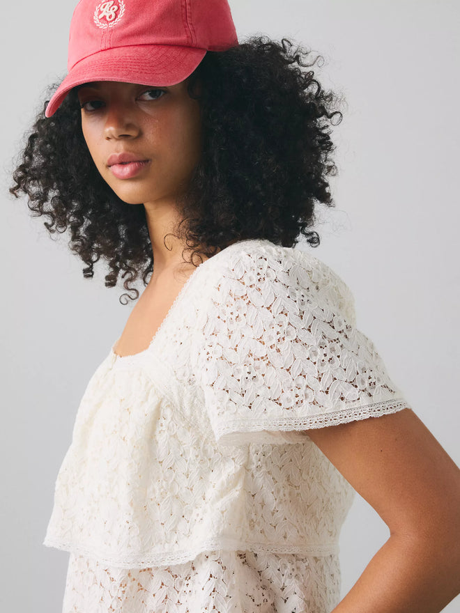 levi's® women's dom short-sleeve lace blouse 007XH0005XS- White  – Levi's Hong Kong