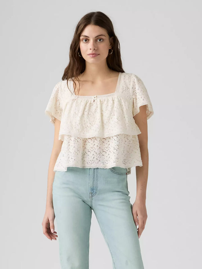 levi's® women's dom short-sleeve lace blouse 007XH0005XS- White  – Levi's Hong Kong