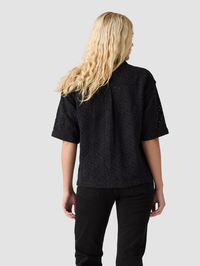 levi's® harlie 短袖蕾絲襯衫 | 女裝 007XJ0005XS- Black  – Levi's 香港