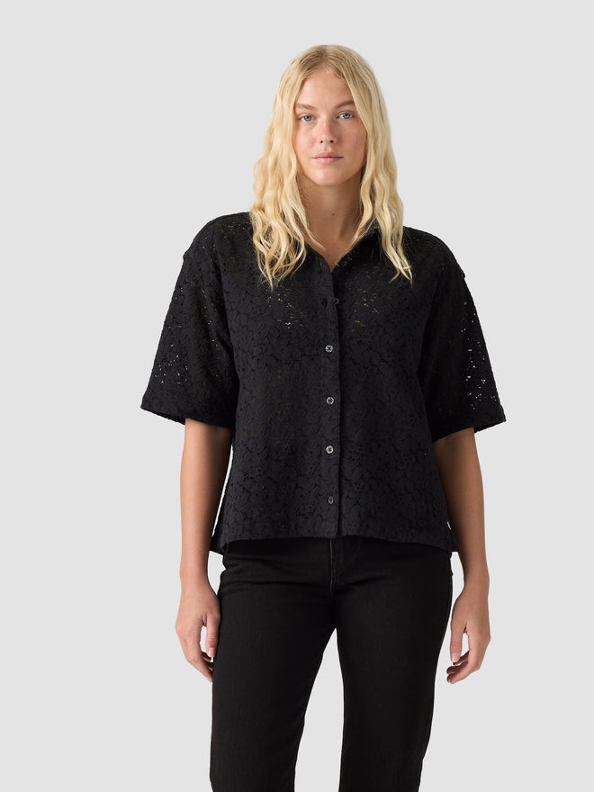 levi's® harlie 短袖蕾絲襯衫 | 女裝 007XJ0005XS- Black  – Levi's 香港