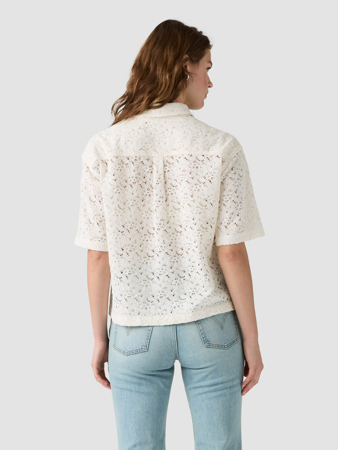 levi's® harlie 短袖蕾絲襯衫 | 女裝 007XJ0006XS- White  – Levi's 香港