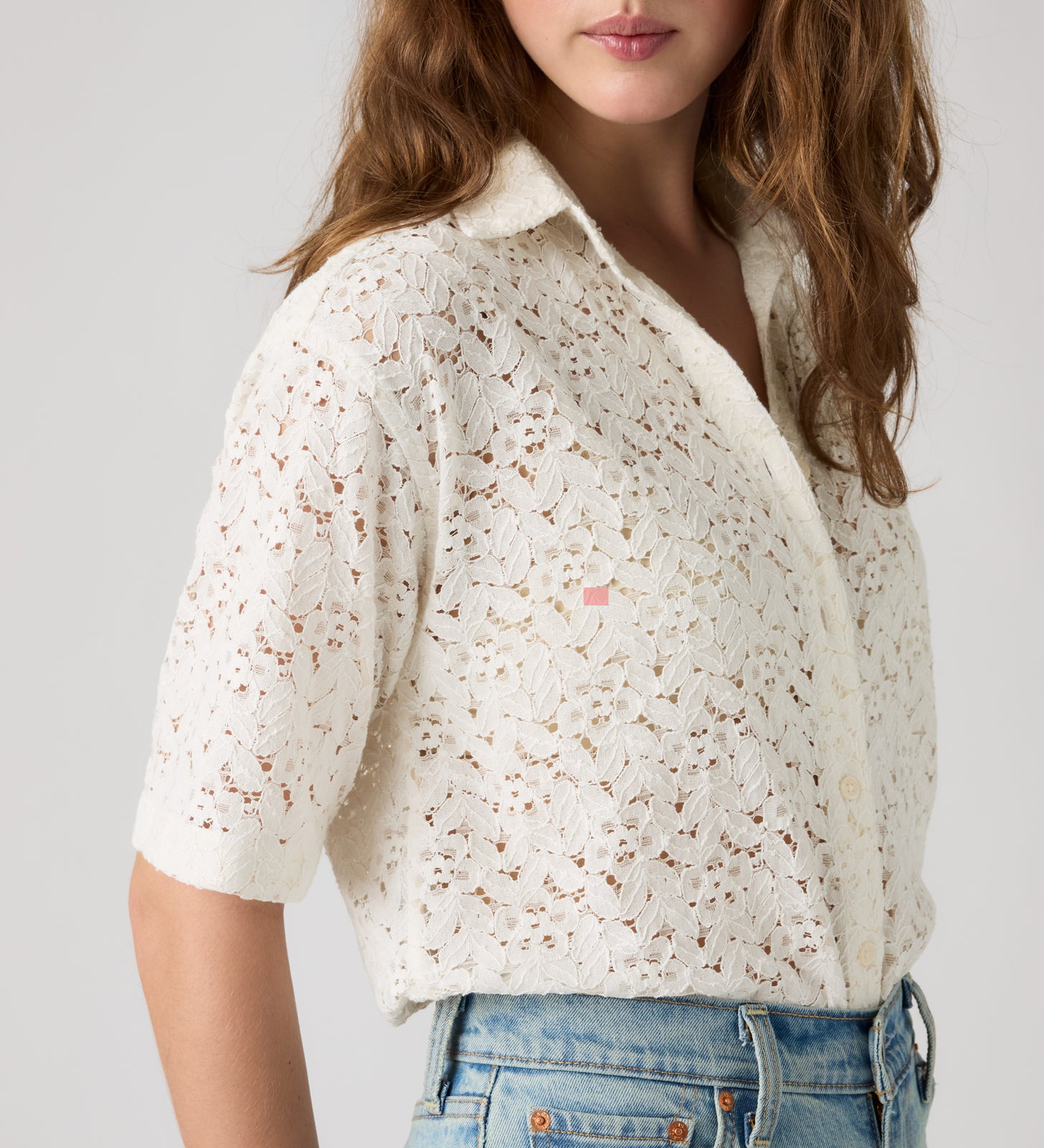 levi's® women's harlie short-sleeve lace shirt 007XJ0006XS- White – Levi's Hong Kong