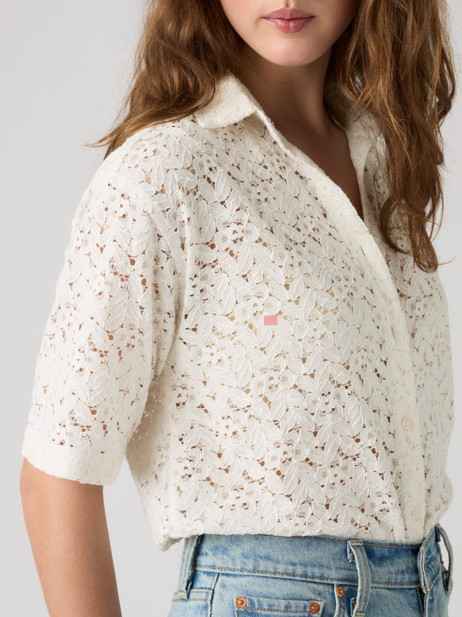levi's® harlie 短袖蕾絲襯衫 | 女裝 007XJ0006XS- White  – Levi's 香港