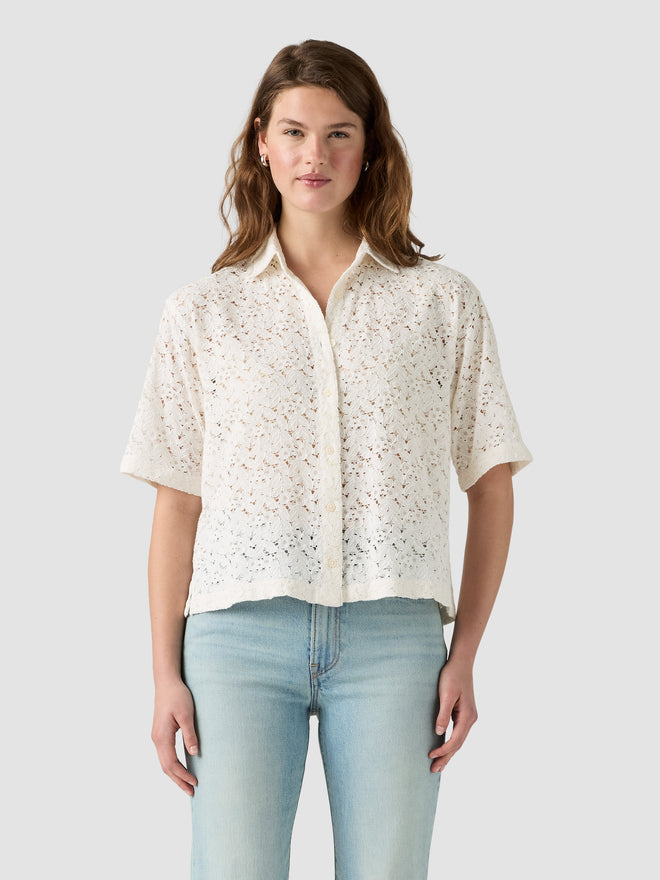 levi's® harlie 短袖蕾絲襯衫 | 女裝 007XJ0006XS- White  – Levi's 香港