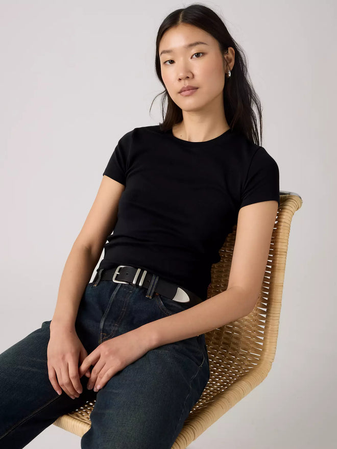 levi's® essential baby tee 基本款修身 t 恤 | 女裝   0085R0001XS- Black  – Levi's 香港