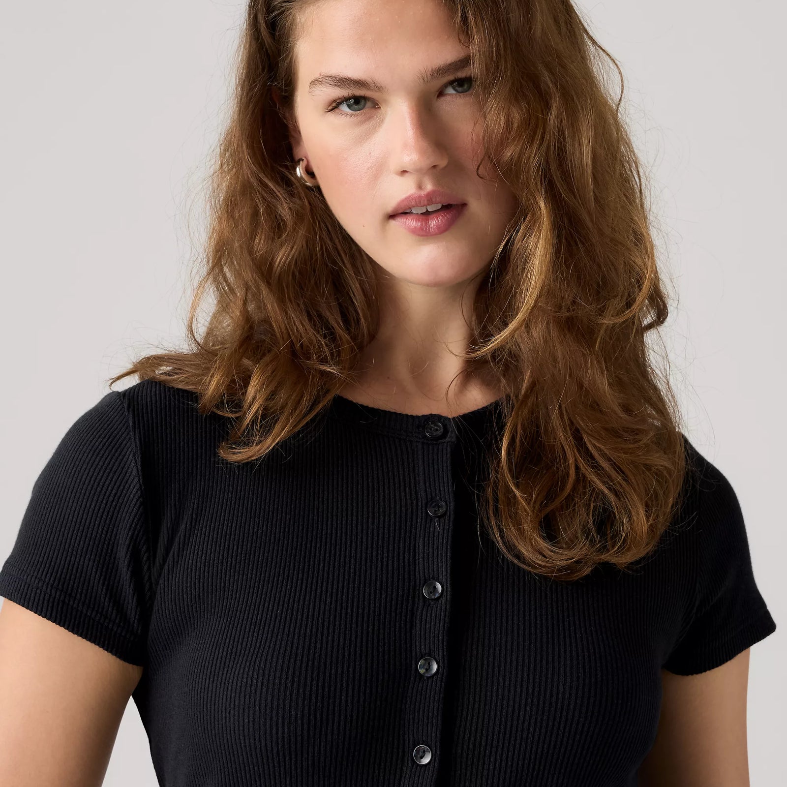 levi's® rory button 短袖鈕扣上衣 | 女裝   0086M0000S- Black – Levi's 香港