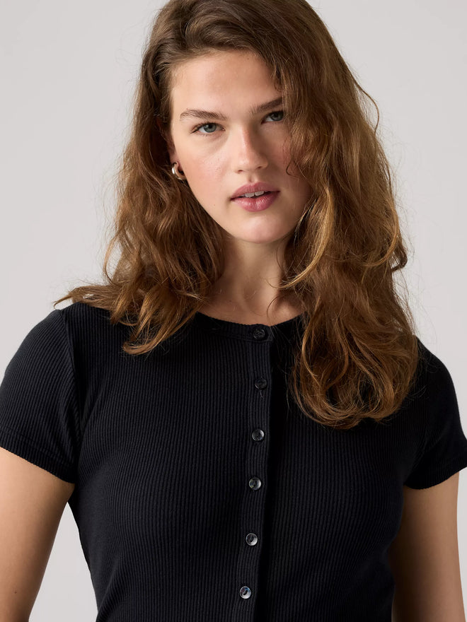 levi's® women's rory button short-sleeve top 0086M0000S- Black  – Levi's Hong Kong