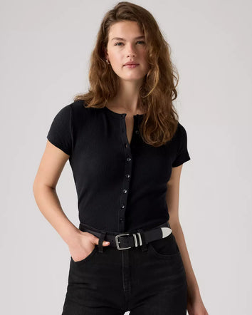 levi's® women's rory button short-sleeve top 0086M0000S- Black  – Levi's Hong Kong