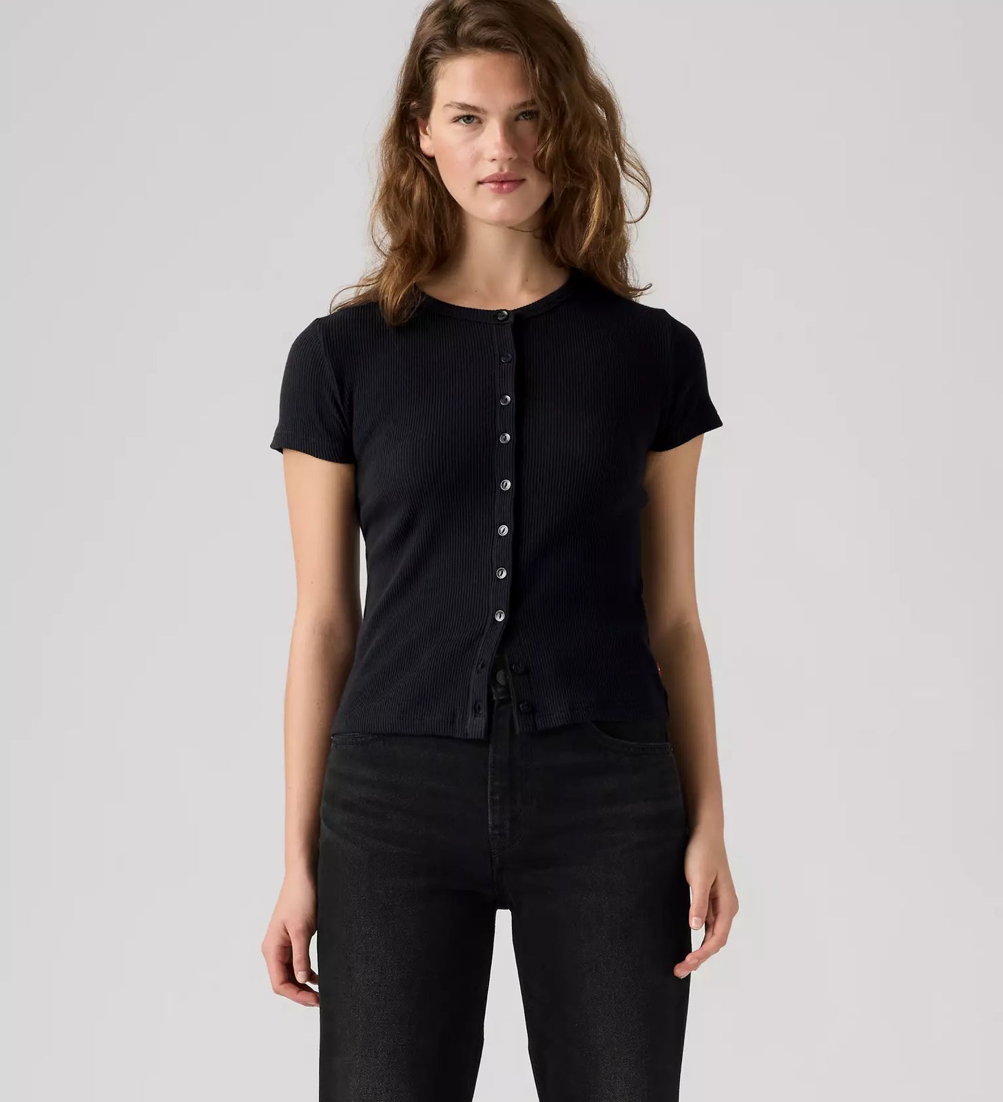 levi's® women's rory button short-sleeve top 0086M0000S- Black – Levi's Hong Kong