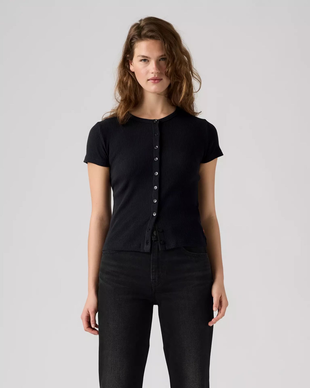levi's® rory button 短袖鈕扣上衣 | 女裝   0086M0000S- Black – Levi's 香港