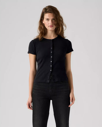 levi's® women's rory button short-sleeve top 0086M0000S- Black  – Levi's Hong Kong