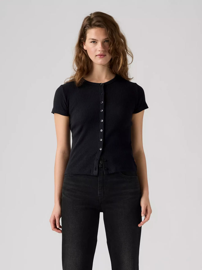 levi's® women's rory button short-sleeve top 0086M0000S- Black  – Levi's Hong Kong