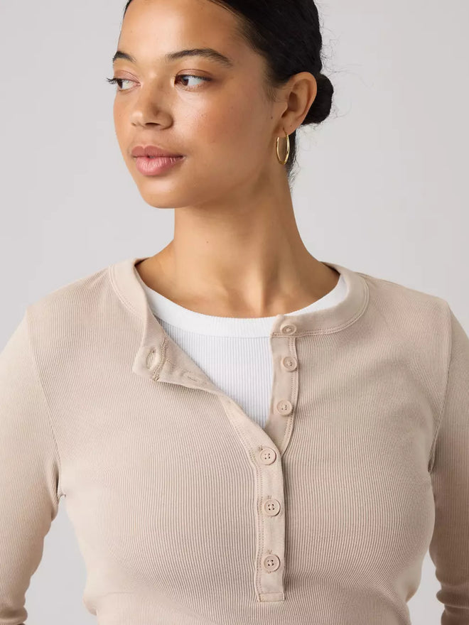 levi's® women's essential long-sleeve henley 0086R0008XS- Grey  – Levi's Hong Kong