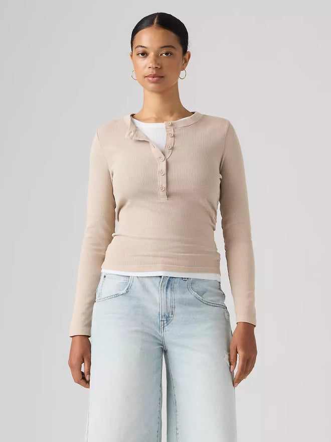 levi's® women's essential long-sleeve henley 0086R0008XS- Grey  – Levi's Hong Kong