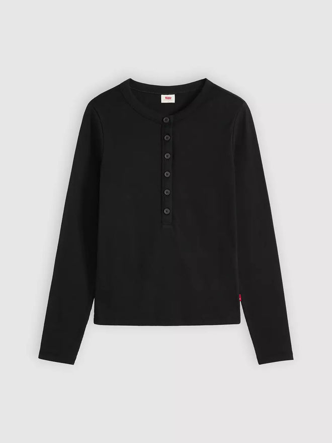 levi's® women's essential long-sleeve henley 0086R0011XS- Black  – Levi's Hong Kong