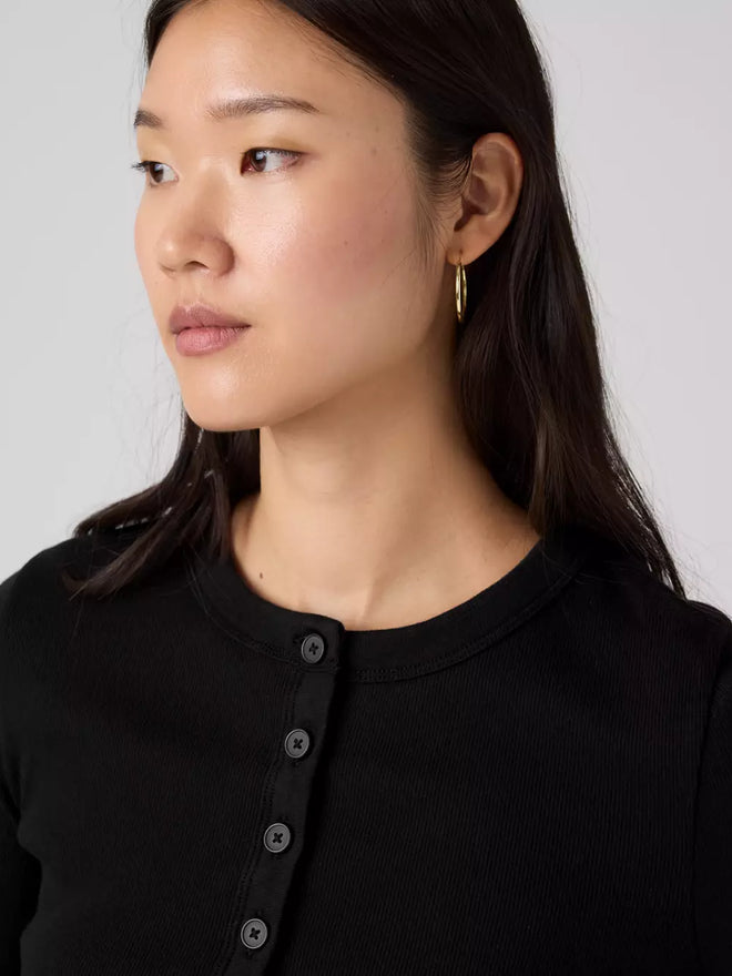 levi's® women's essential long-sleeve henley 0086R0011XS- Black  – Levi's Hong Kong