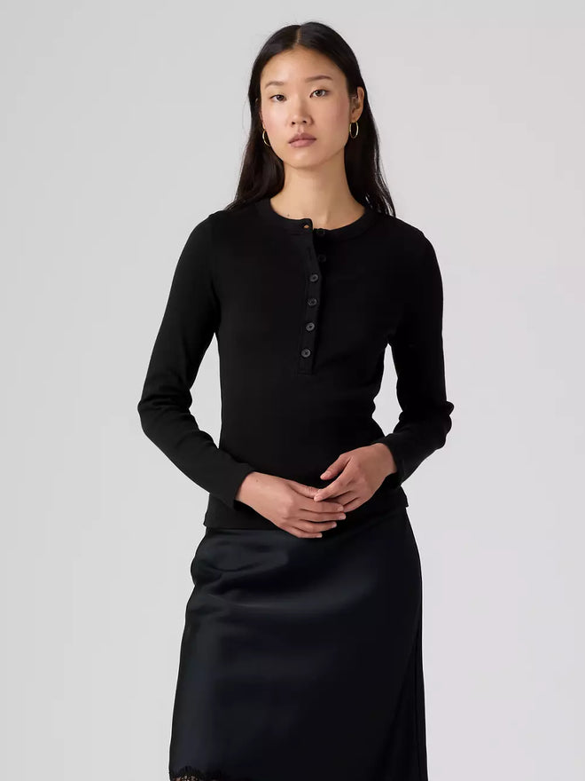 levi's® women's essential long-sleeve henley 0086R0011XS- Black  – Levi's Hong Kong