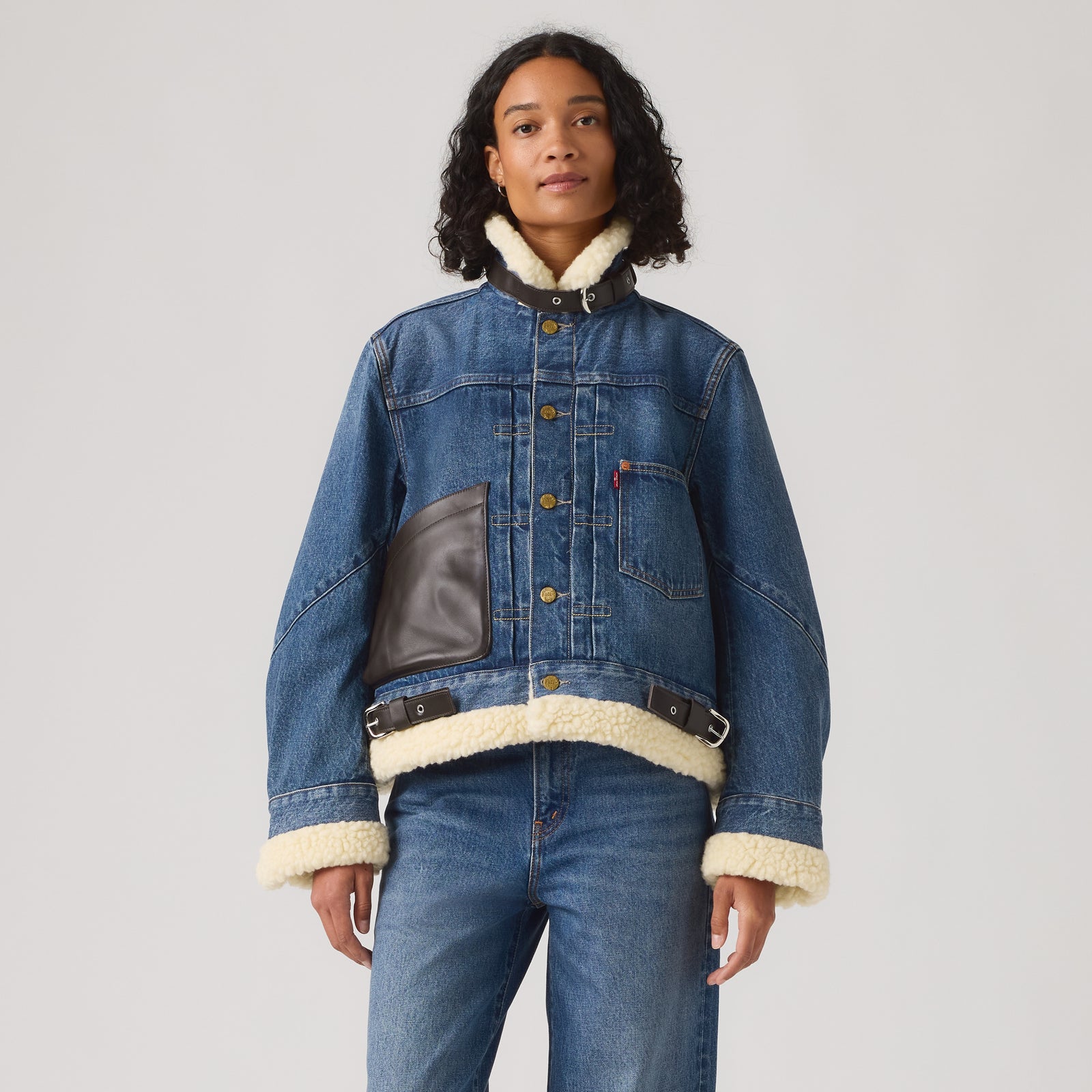 levi’s® x sacai women's sherpa jacket 008BM0002XS- Medium Indigo – Levi's Hong Kong