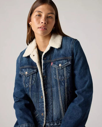 levi's® original sherpa trucker 原版羊毛外套 | 女裝   361360063XS- Dark Indigo  – Levi's 香港