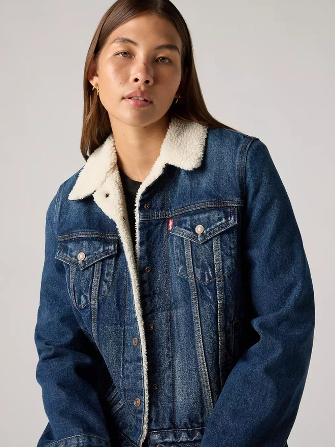 levi’s® women's original sherpa trucker jacket 361360063XS- Dark Indigo  – Levi's Hong Kong