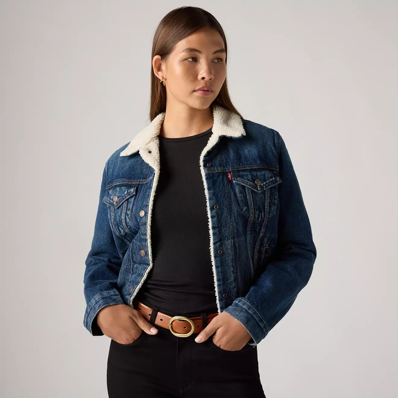 levi's® original sherpa trucker 原版羊毛外套 | 女裝   361360063XS- Dark Indigo – Levi's 香港
