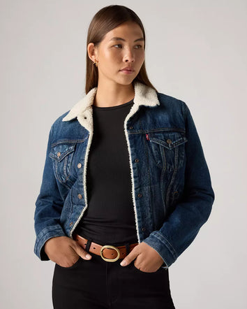 levi's® original sherpa trucker 原版羊毛外套 | 女裝   361360063XS- Dark Indigo  – Levi's 香港