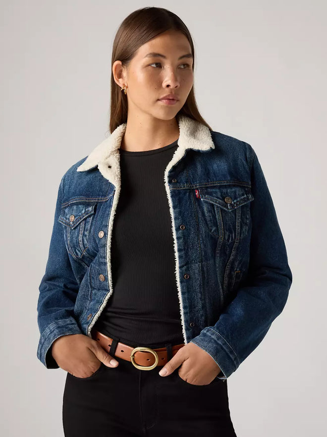 levi’s® women's original sherpa trucker jacket 361360063XS- Dark Indigo  – Levi's Hong Kong