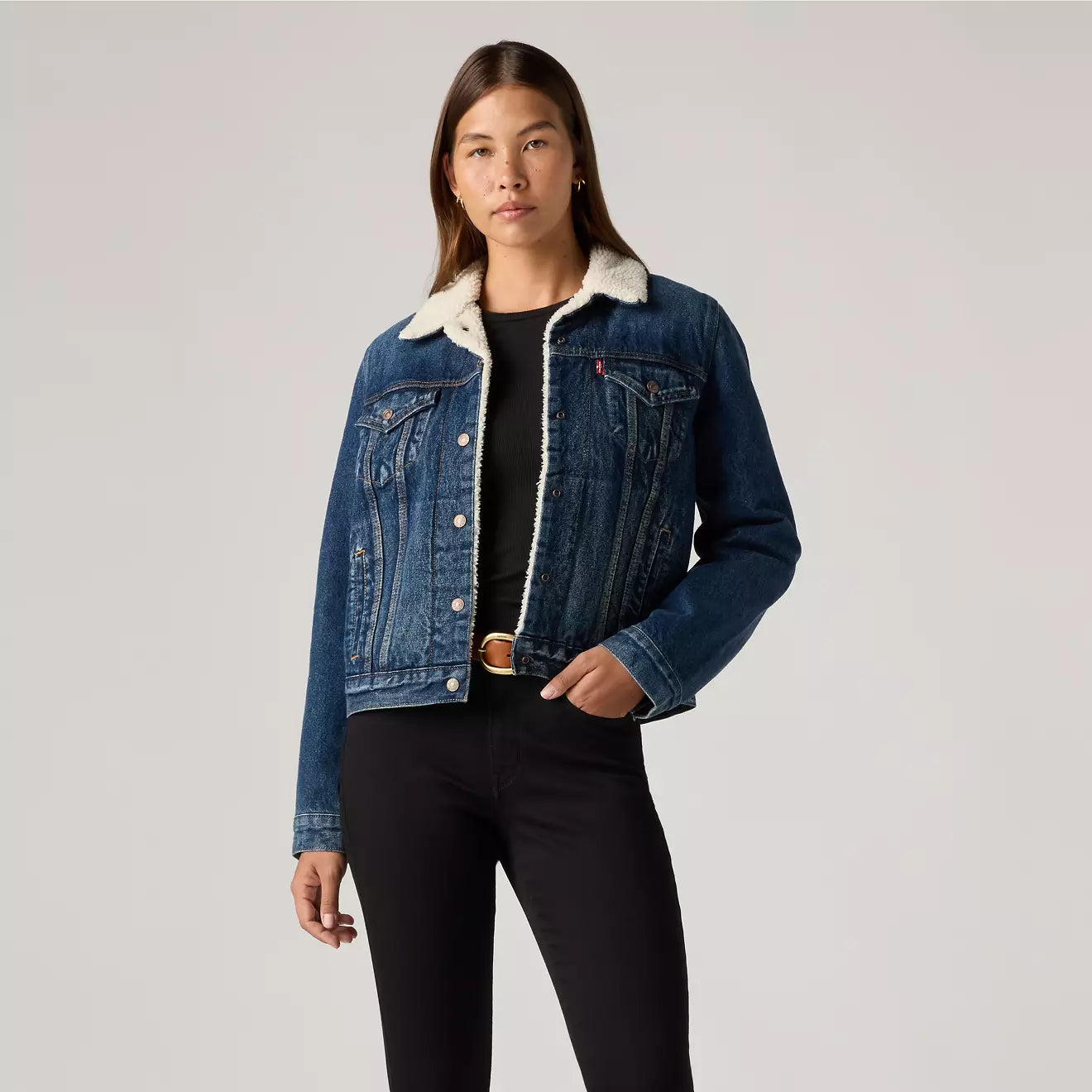levi's® original sherpa trucker 原版羊毛外套 | 女裝   361360063XS- Dark Indigo – Levi's 香港