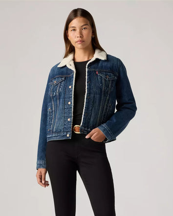 levi's® original sherpa trucker 原版羊毛外套 | 女裝   361360063XS- Dark Indigo  – Levi's 香港