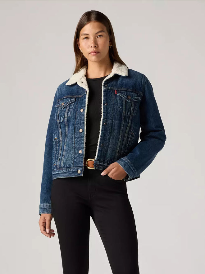 levi’s® women's original sherpa trucker jacket 361360063XS- Dark Indigo  – Levi's Hong Kong