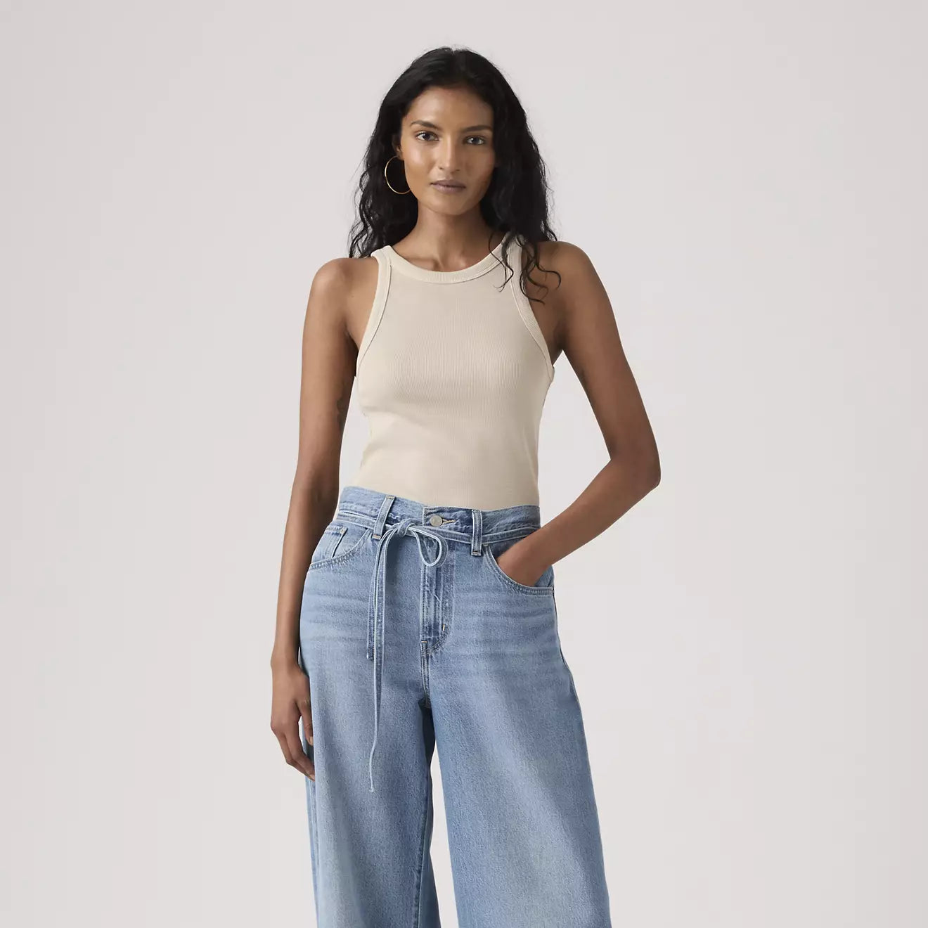 levi's® women's essential racer tank A33810039M- Grey – Levi's Hong Kong