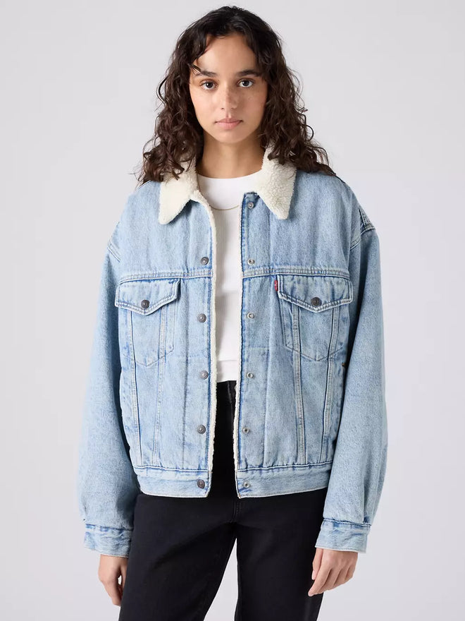 levi's® women's '90s sherpa trucker jacket A44350010XXS- Light Indigo  – Levi's Hong Kong