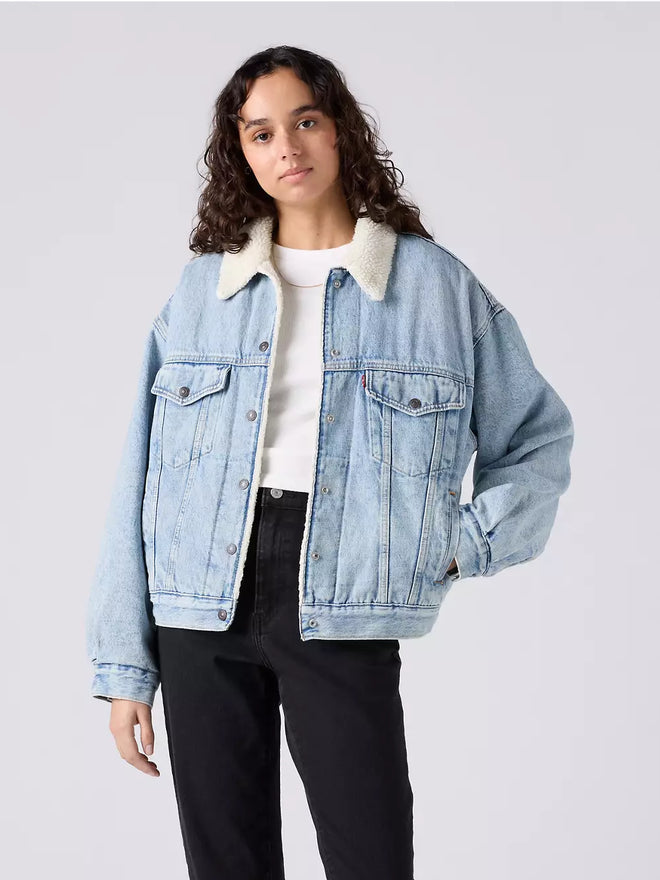 levi's® women's '90s sherpa trucker jacket A44350010XXS- Light Indigo  – Levi's Hong Kong