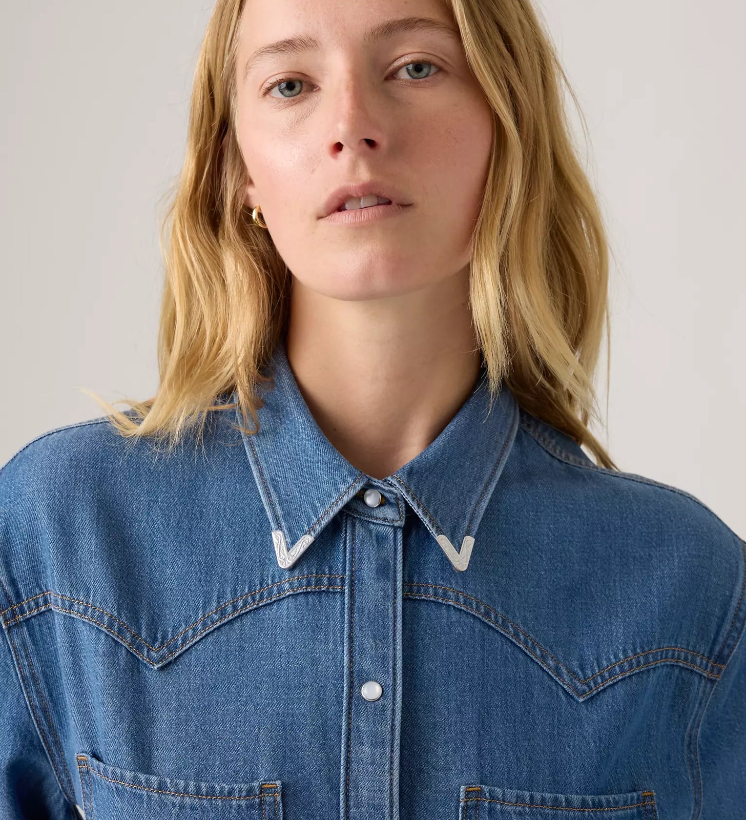 levi's® teodora 西部襯衫 |女裝 A72440075XS- Med Indigo - Worn In – Levi's 香港