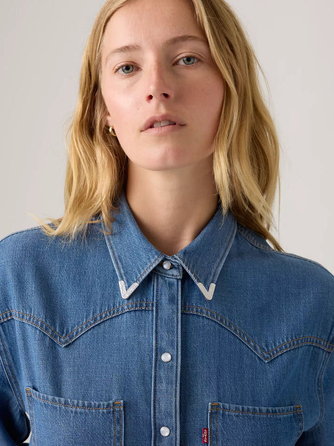 levi's® women's teodora western shirt A72440075XS- Med Indigo - Worn In  – Levi's Hong Kong