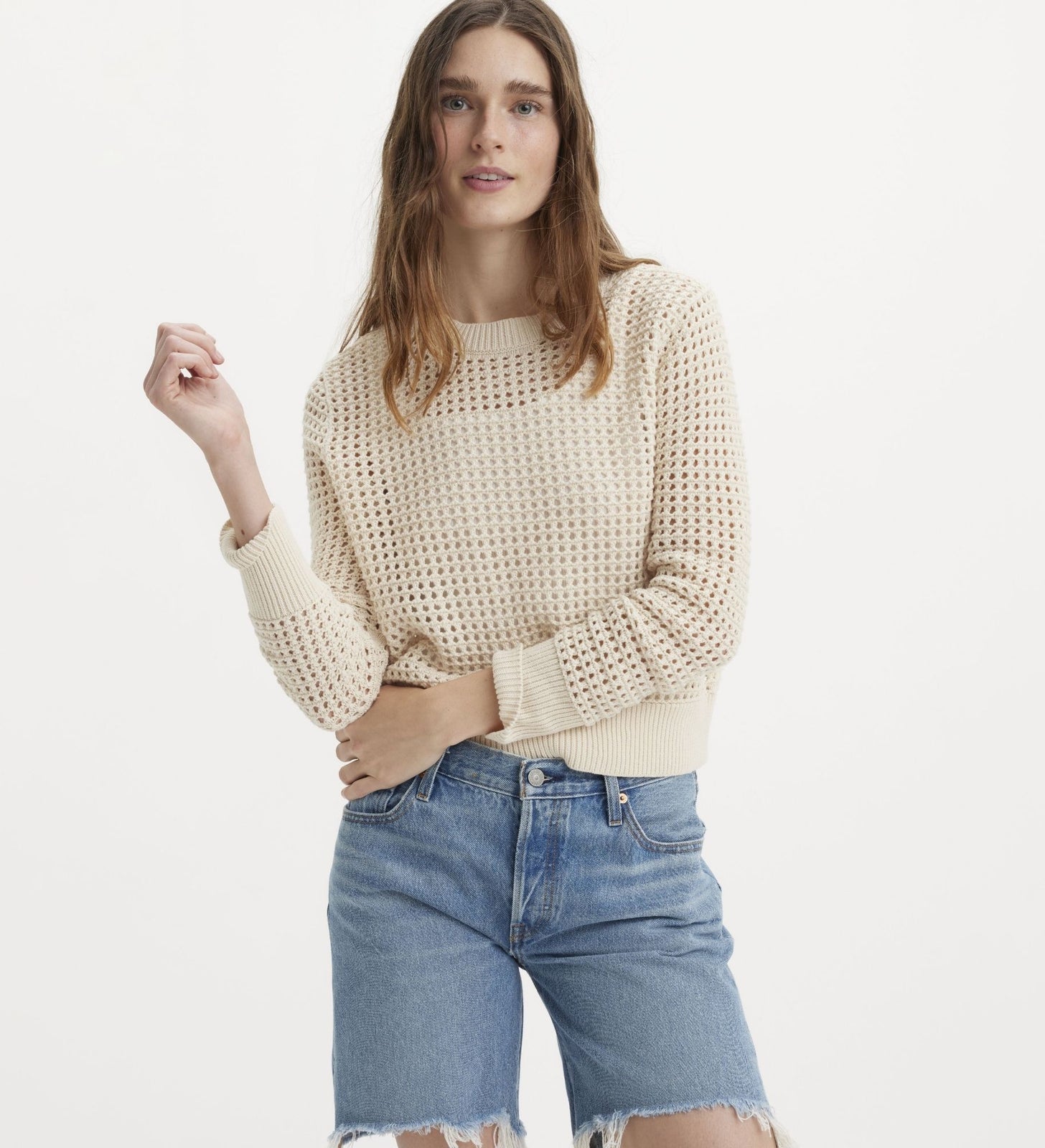 levi's® superbloom鉤針長袖上衣| 女裝 A88890000XXS- Egret – Levi's 香港