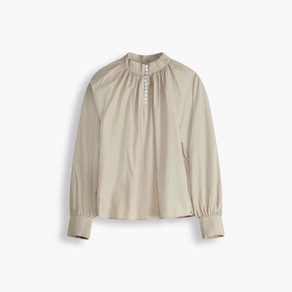 Gillian Mock Neck Ls Top Safari