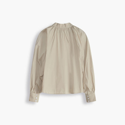 Gillian Mock Neck Ls Top Safari