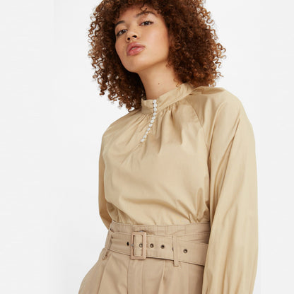 Gillian Mock Neck Ls Top Safari
