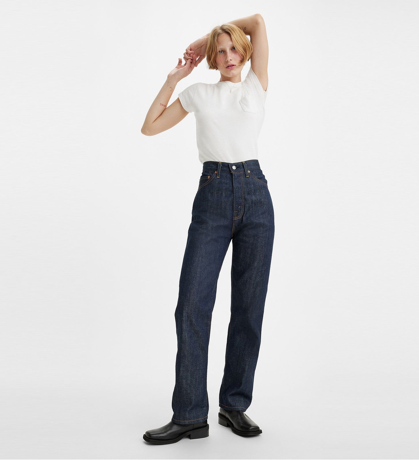 levi's® lvc®1950's 701  牛仔褲| 女裝 5070100362630 Dark Indigo Organic 701 - Dark Indigo - Flat Finish – Levi's 香港