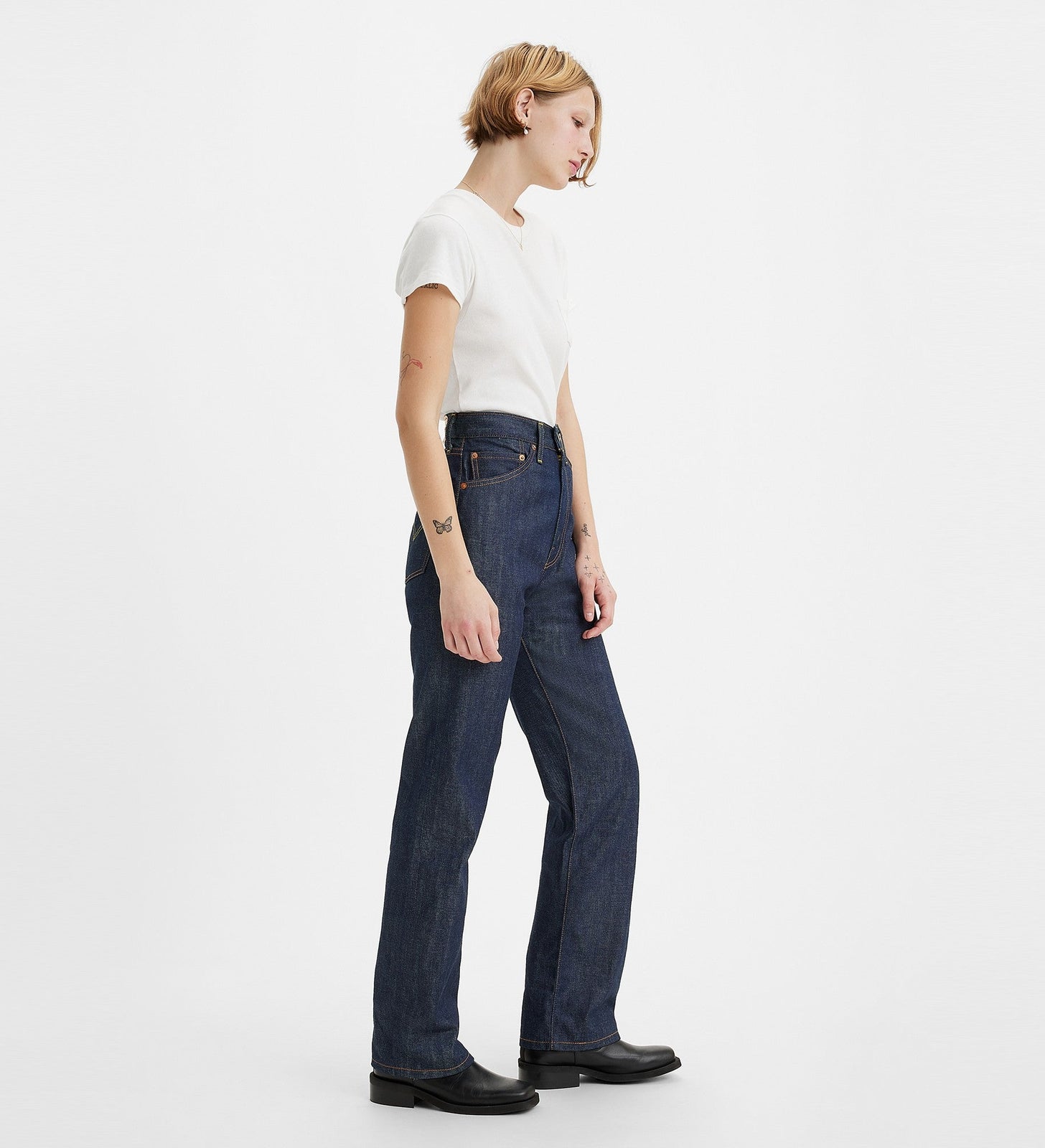 levi's® lvc®1950's 701  牛仔褲| 女裝 5070100362630 Dark Indigo Organic 701 - Dark Indigo - Flat Finish – Levi's 香港
